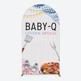 Lofaris Picnic Wooden Baby Q Gender Reveal Arch Backdrop